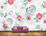 Avikalp MWZ1639 Red Pink Flowers Leaves 3D HD Wallpaper