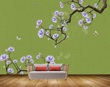 Avikalp MWZ1644 White Purple Flowers Branches Butterflies HD Wallpaper