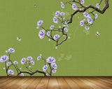 Avikalp MWZ1644 White Purple Flowers Branches Butterflies 3D HD Wallpaper