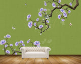 Avikalp MWZ1644 White Purple Flowers Branches Butterflies 3D HD Wallpaper