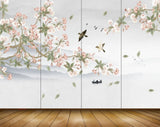 Avikalp MWZ1645 White Pink Flowers Birds 3D HD Wallpaper