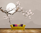 Avikalp MWZ1647 White Flowers Branches Moon HD Wallpaper
