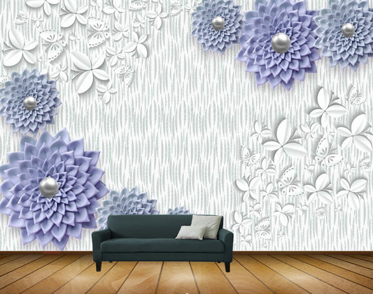 Avikalp MWZ1654 Purple White Flowers HD Wallpaper