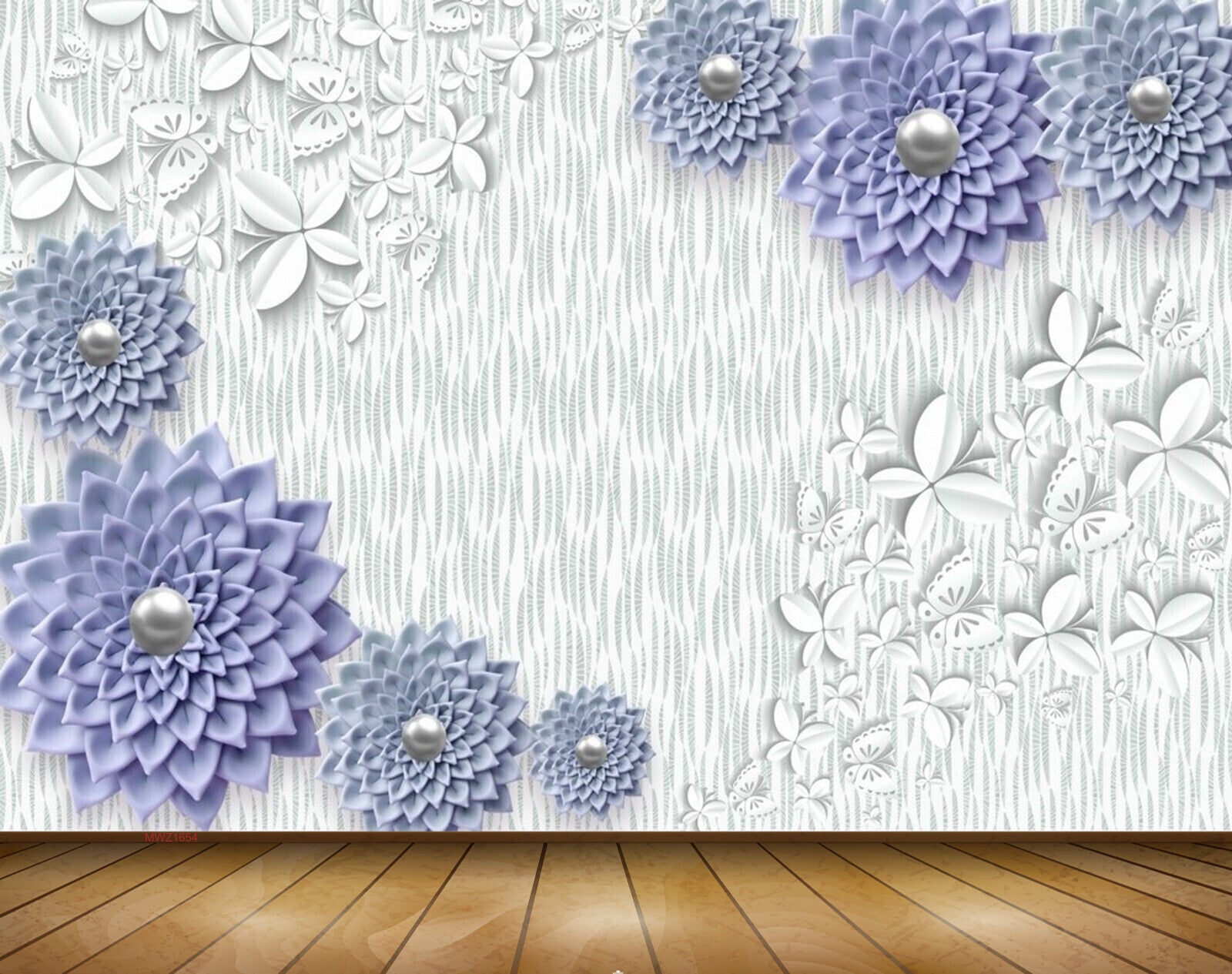 Avikalp MWZ1654 Purple White Flowers 3D HD Wallpaper