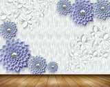 Avikalp MWZ1654 Purple White Flowers 3D HD Wallpaper