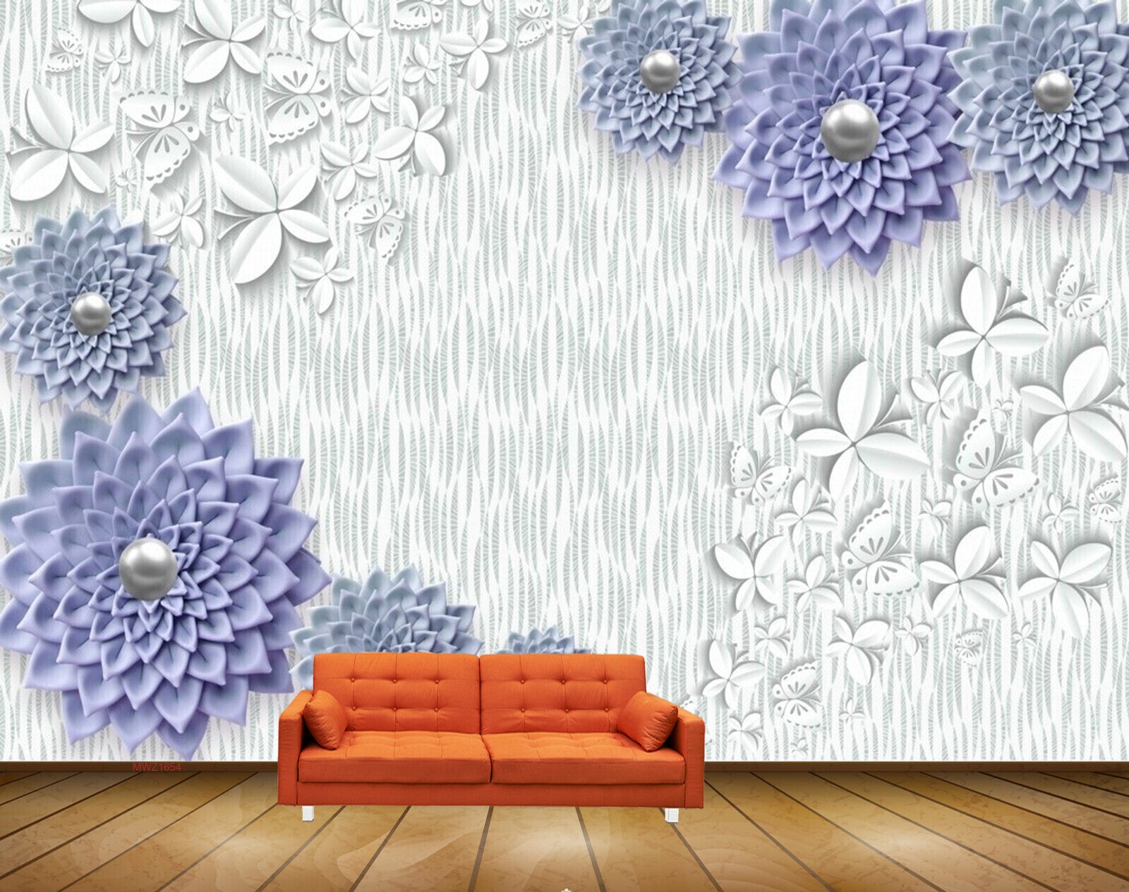 Avikalp MWZ1654 Purple White Flowers 3D HD Wallpaper