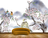 Avikalp MWZ1659 Pink White Flowers Birds HD Wallpaper