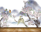 Avikalp MWZ1659 Pink White Flowers Birds 3D HD Wallpaper