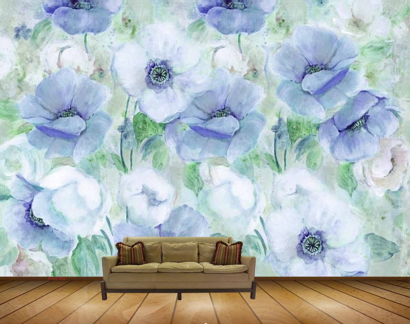 Avikalp MWZ1660 Purple White Flowers 3D HD Wallpaper