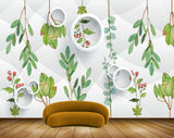 Avikalp MWZ1661 Green Leaves Red Flowers 3D HD Wallpaper