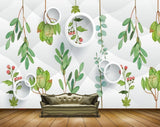 Avikalp MWZ1661 Green Leaves Red Flowers 3D HD Wallpaper