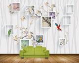 Avikalp MWZ1663 White Flowers Birds HD Wallpaper