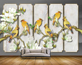Avikalp MWZ1666 White Flowers Birds 3D HD Wallpaper