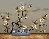 Avikalp MWZ1667 White Orange Flowers Tree HD Wallpaper