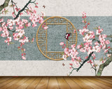 Avikalp MWZ1668 Pink White Flowers Butterfly 3D HD Wallpaper