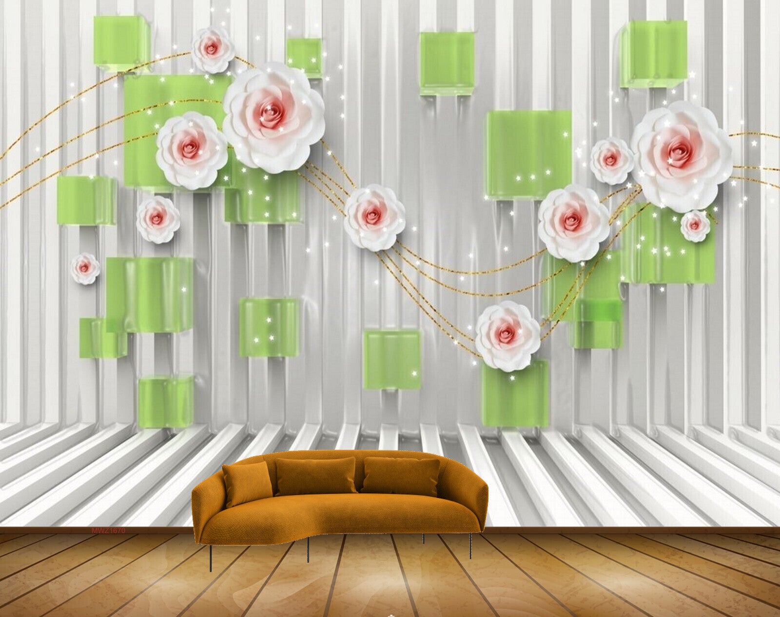 Avikalp MWZ1670 White Pink Flowers 3D HD Wallpaper