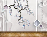 Avikalp MWZ1671 White Green Flowers Branches 3D HD Wallpaper