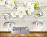 Avikalp MWZ1672 White Flowers Leaves HD Wallpaper