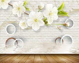 Avikalp MWZ1672 White Flowers Leaves 3D HD Wallpaper
