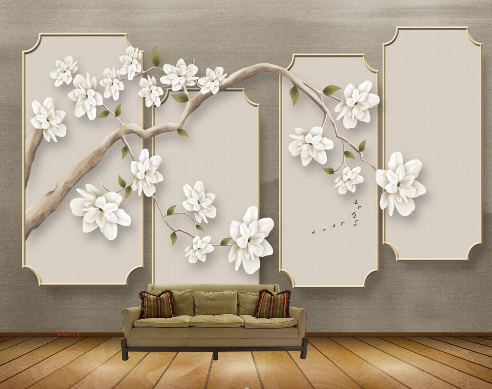 Avikalp MWZ1673 White Flowers Branches HD Wallpaper