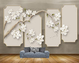 Avikalp MWZ1673 White Flowers Branches 3D HD Wallpaper