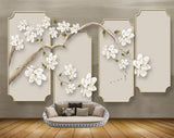 Avikalp MWZ1673 White Flowers Branches 3D HD Wallpaper