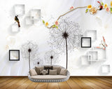 Avikalp MWZ1674 White Orange Flowers Butterflies Bird HD Wallpaper