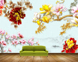 Avikalp MWZ1675 Red Yellow Flowers Branches 3D HD Wallpaper
