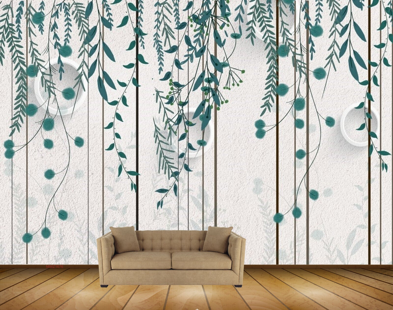 Avikalp MWZ1676 Green Leaves Creepers HD Wallpaper
