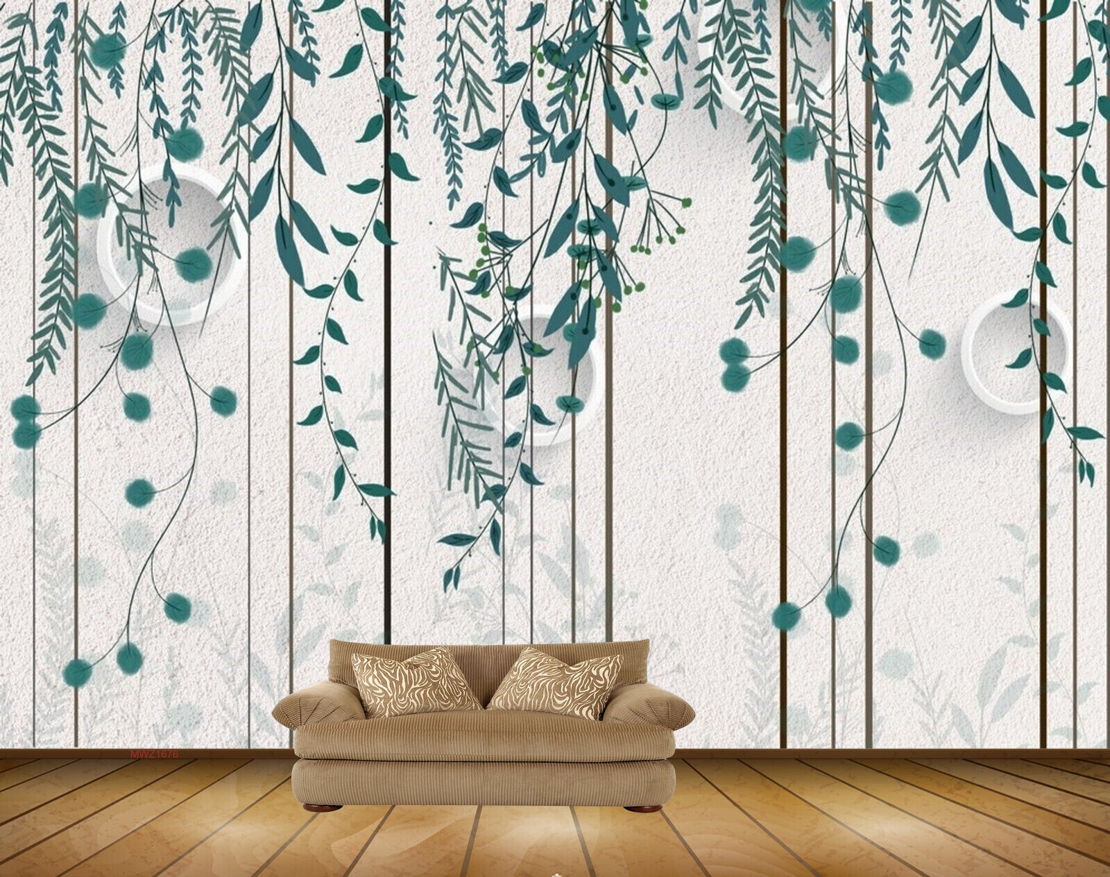Avikalp MWZ1676 Green Leaves Creepers 3D HD Wallpaper