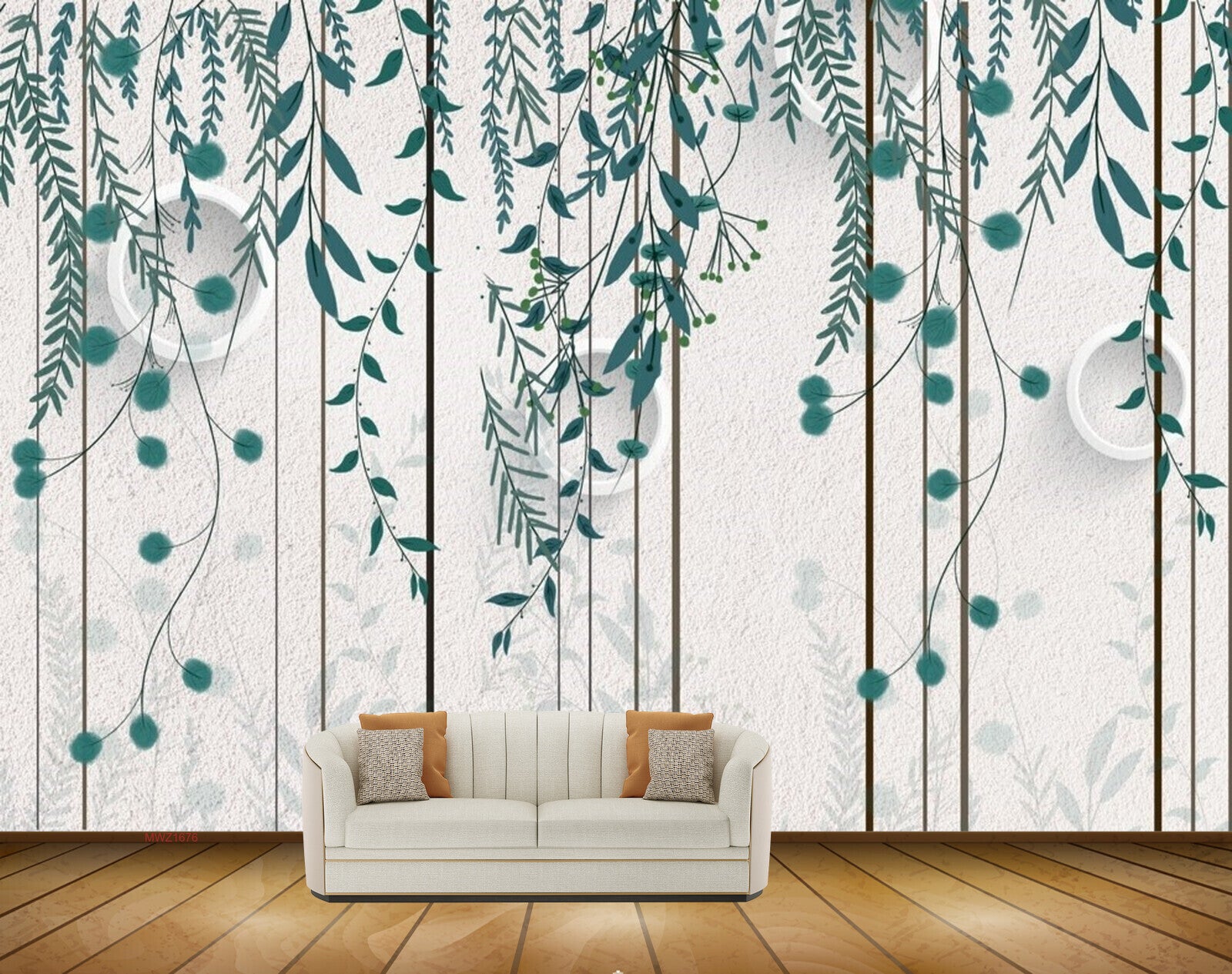 Avikalp MWZ1676 Green Leaves Creepers 3D HD Wallpaper