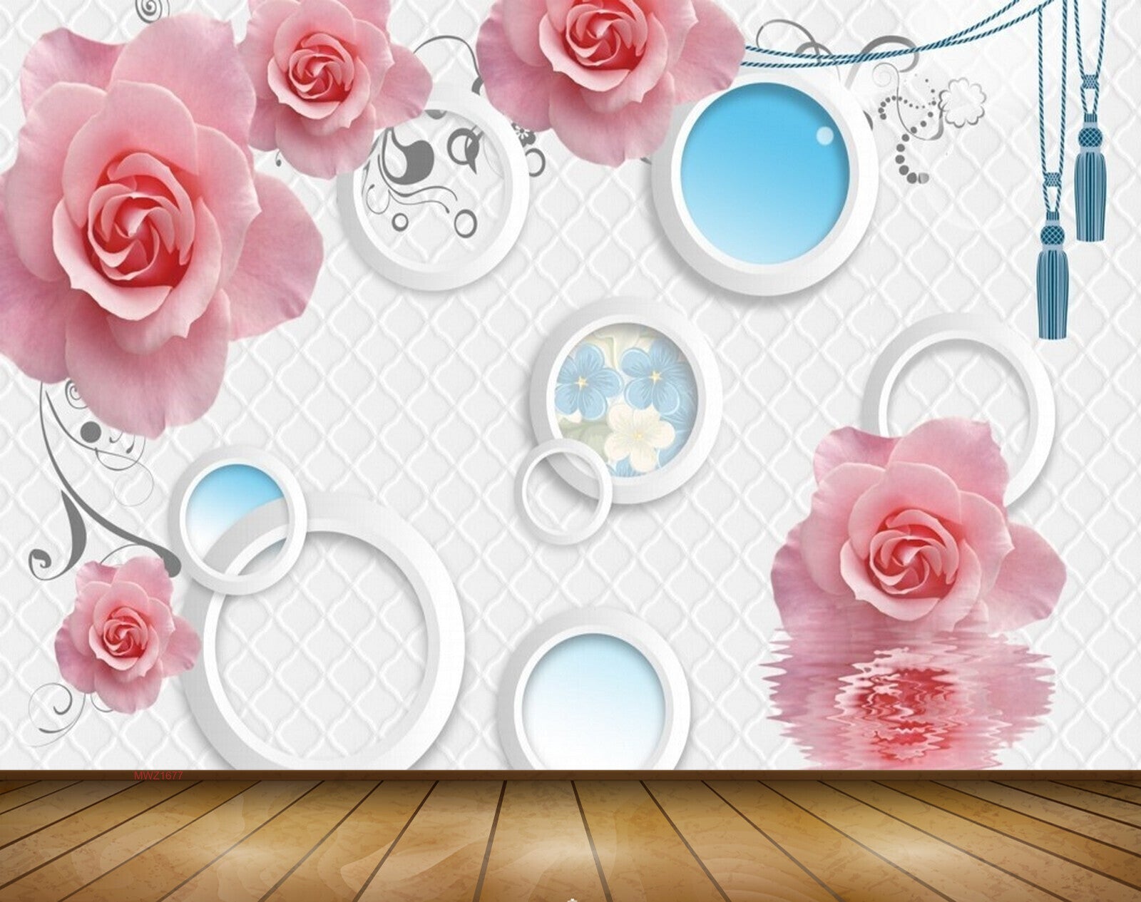 Avikalp MWZ1677 Pink White Flowers 3D HD Wallpaper
