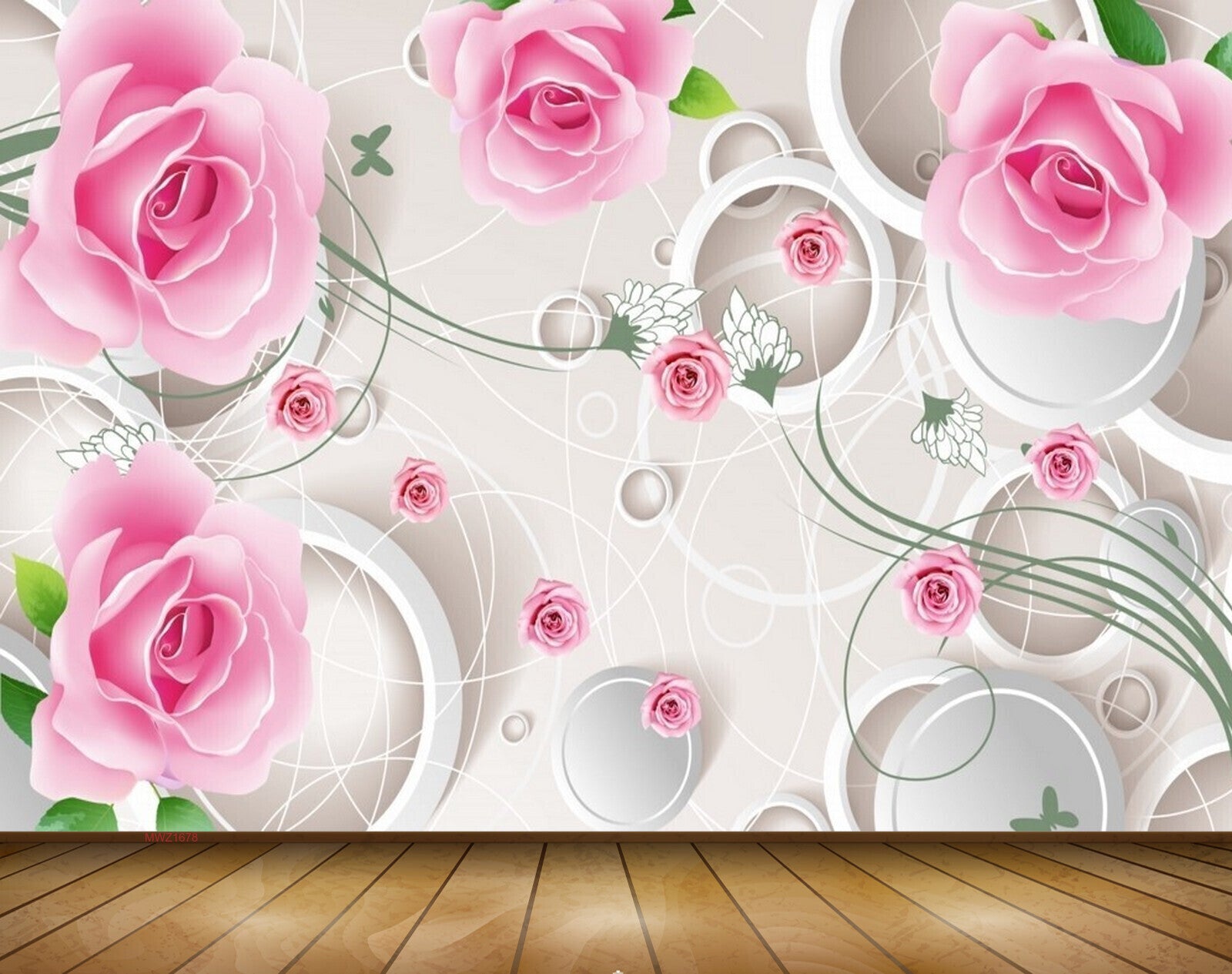 Avikalp MWZ1678 Pink White Rose Flowers 3D HD Wallpaper