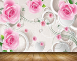 Avikalp MWZ1678 Pink White Rose Flowers 3D HD Wallpaper
