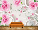 Avikalp MWZ1678 Pink White Rose Flowers 3D HD Wallpaper