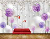 Avikalp MWZ1681 Purple Pink Flowers Fishes HD Wallpaper