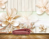 Avikalp MWZ1683 White Gold Flowers HD Wallpaper