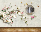 Avikalp MWZ1684 Birds White Pink Flowers Leaves 3D HD Wallpaper