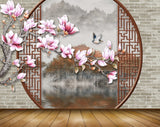 Avikalp MWZ1685 Pink White Flowers Birds 3D HD Wallpaper