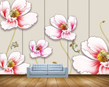 Avikalp MWZ1687 Pink White Flowers Fishes 3D HD Wallpaper