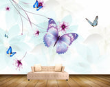 Avikalp MWZ1693 Pink White Flowers Butterflies HD Wallpaper