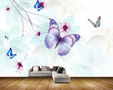 Avikalp MWZ1693 Pink White Flowers Butterflies 3D HD Wallpaper