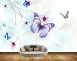 Avikalp MWZ1693 Pink White Flowers Butterflies 3D HD Wallpaper