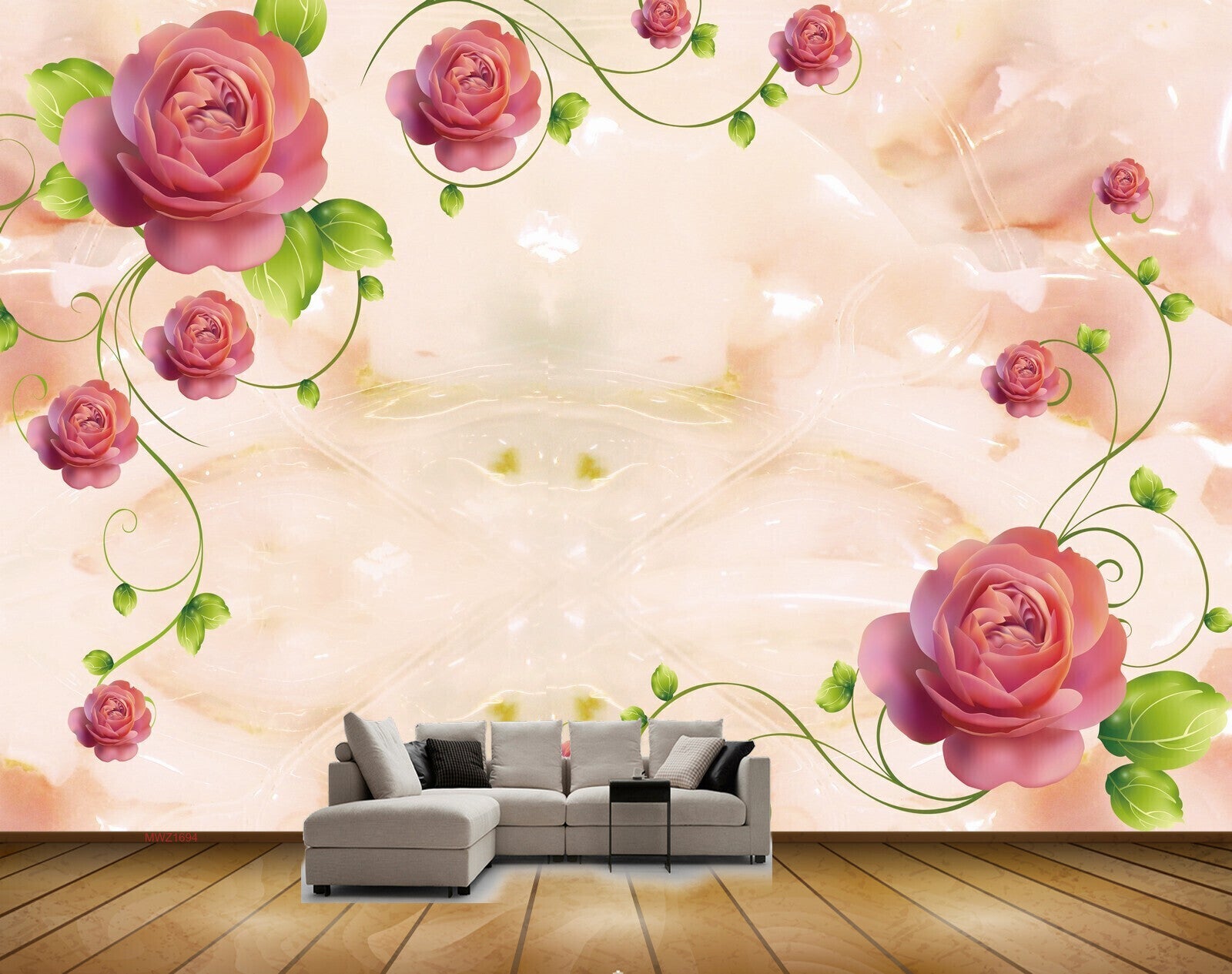 Avikalp MWZ1694 Pink Flowers 3D HD Wallpaper