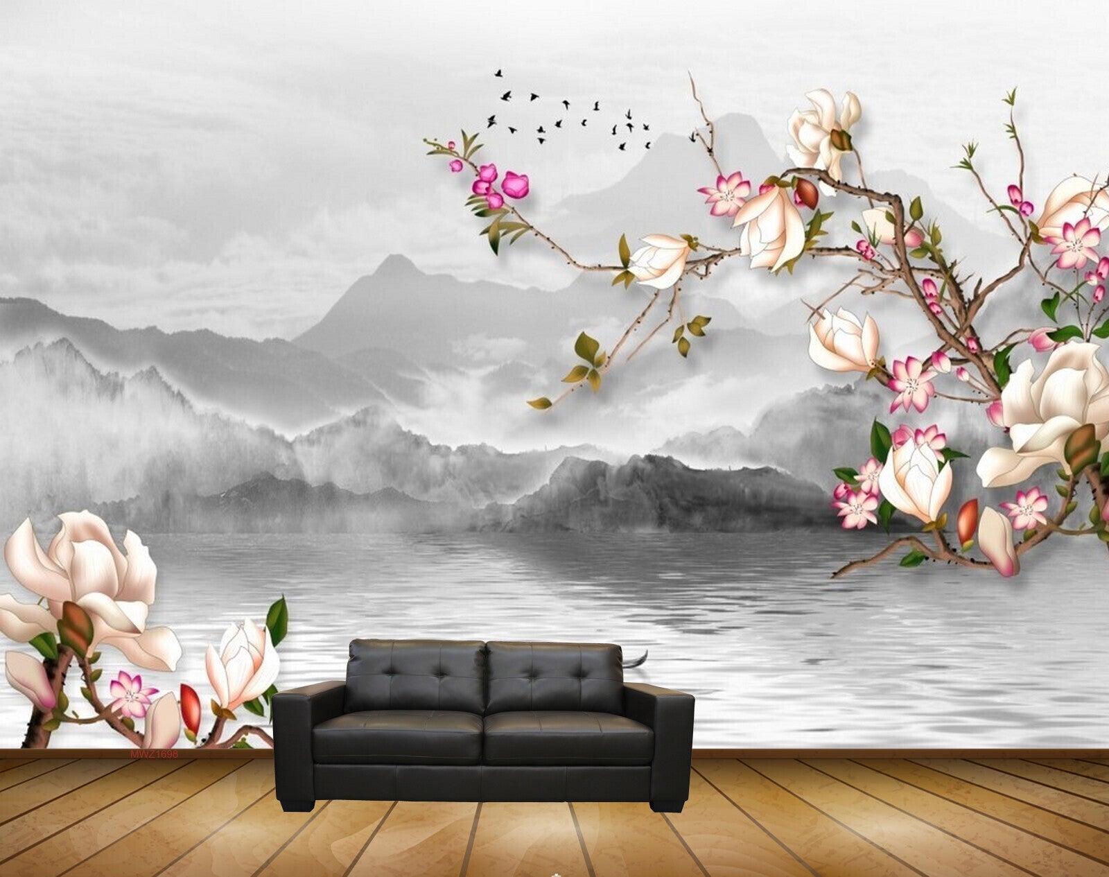 Avikalp MWZ1698 Pink White Flowers River 3D HD Wallpaper