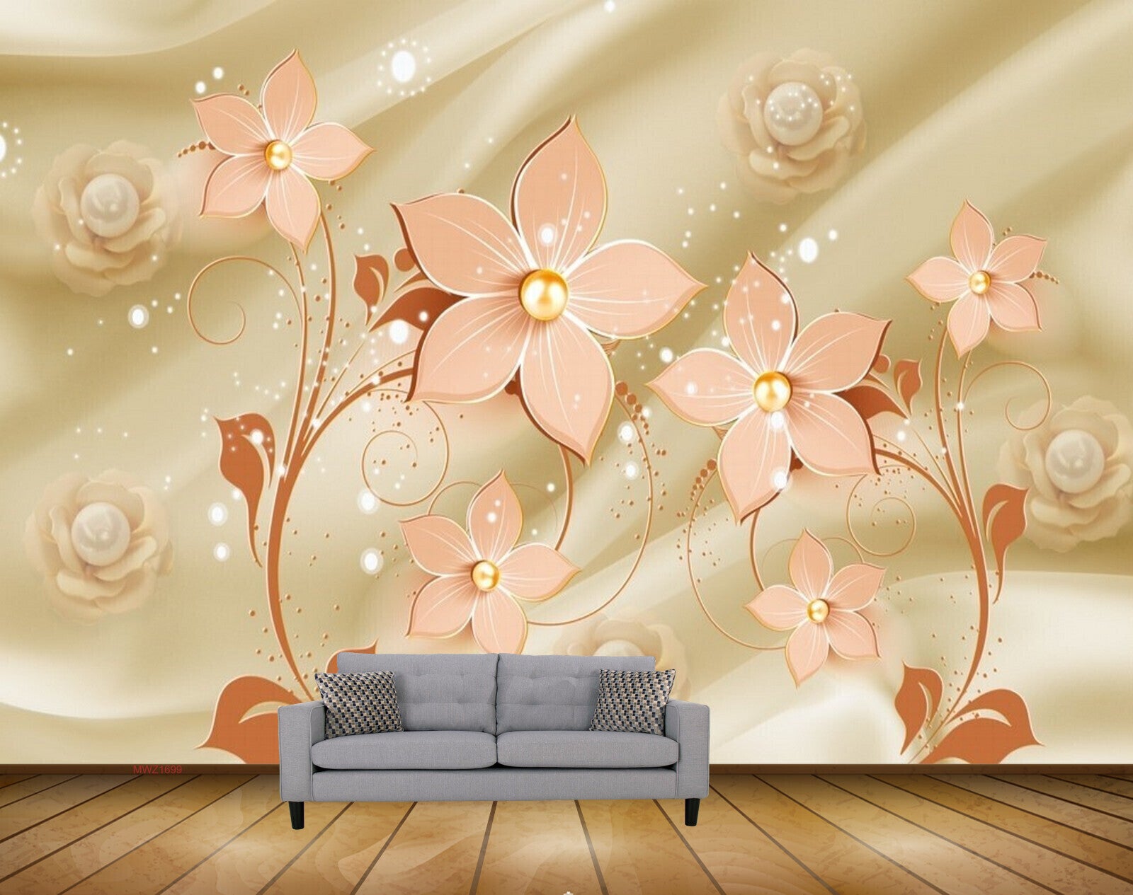Avikalp MWZ1699 Peach Flowers HD Wallpaper