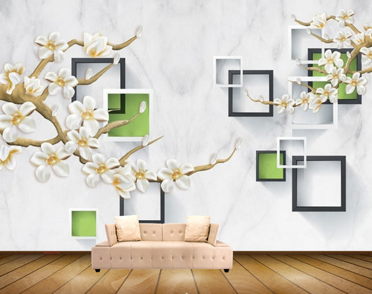 Avikalp MWZ1703 White Flowers Branches HD Wallpaper