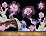 Avikalp MWZ1705 Pink Flowers Birds 3D HD Wallpaper