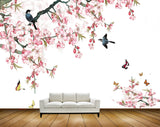 Avikalp MWZ1706 Pink Flowers Birds Butterflies HD Wallpaper