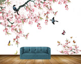 Avikalp MWZ1706 Pink Flowers Birds Butterflies 3D HD Wallpaper